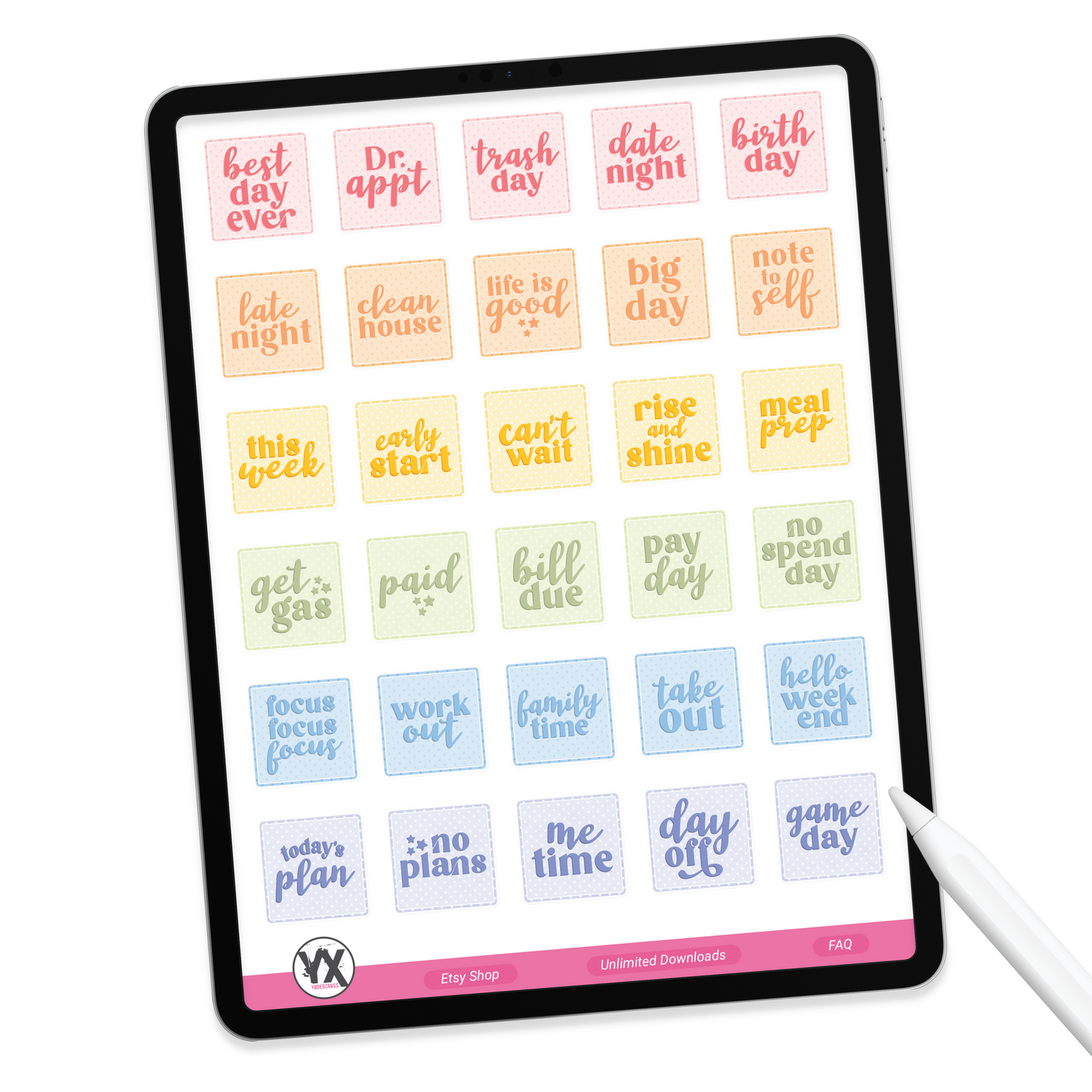 Rainbow Squares Digital Stickers