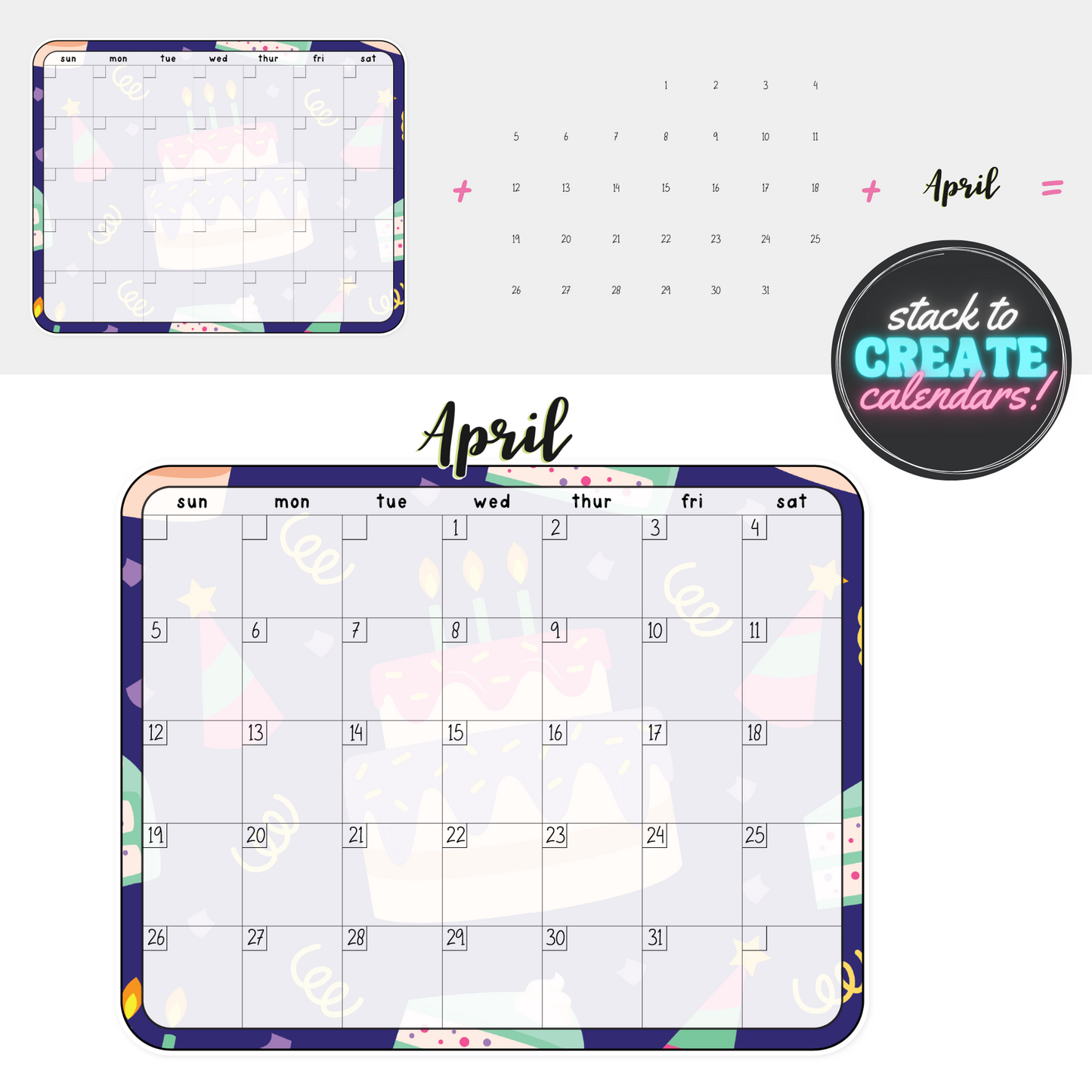 Calendar Builder Digital Stickers