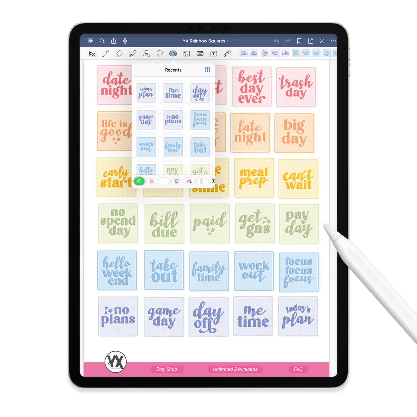 Rainbow Squares Digital Stickers