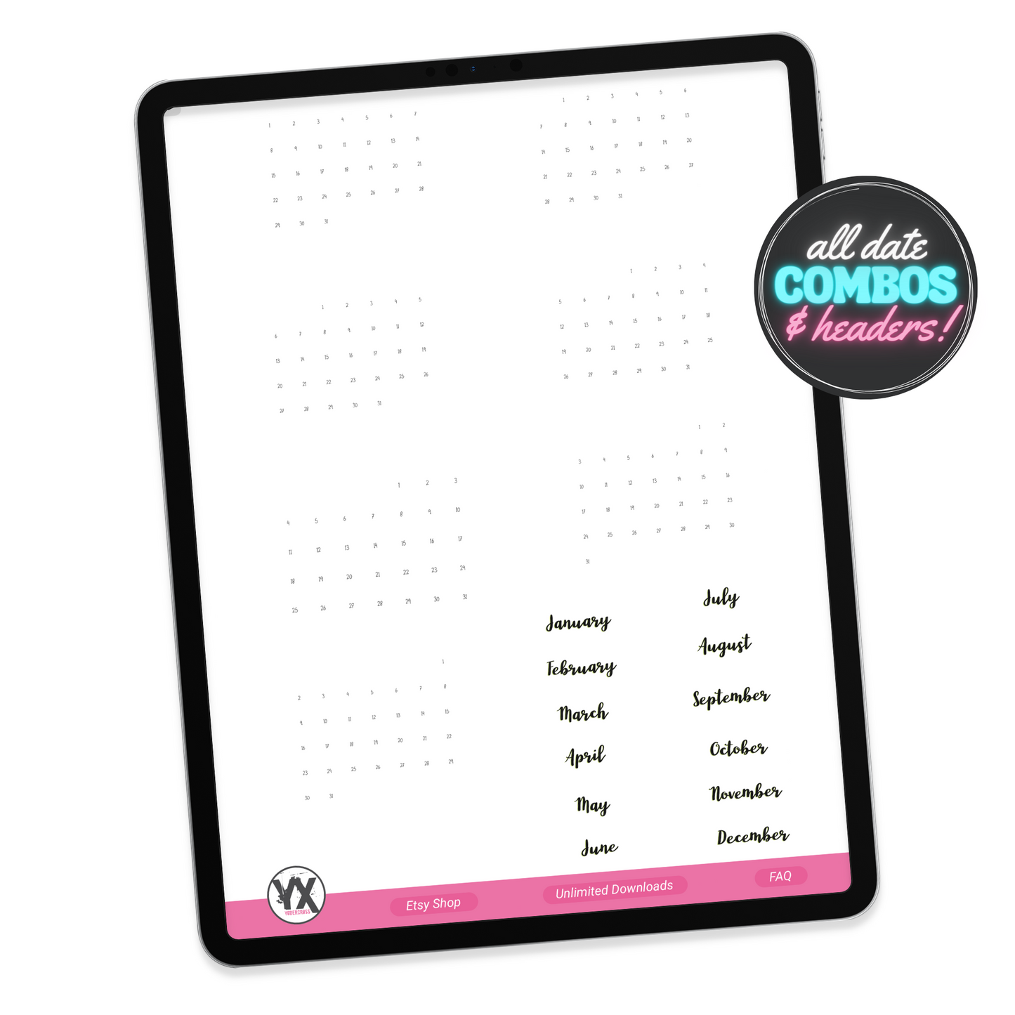 Calendar Builder Digital Stickers