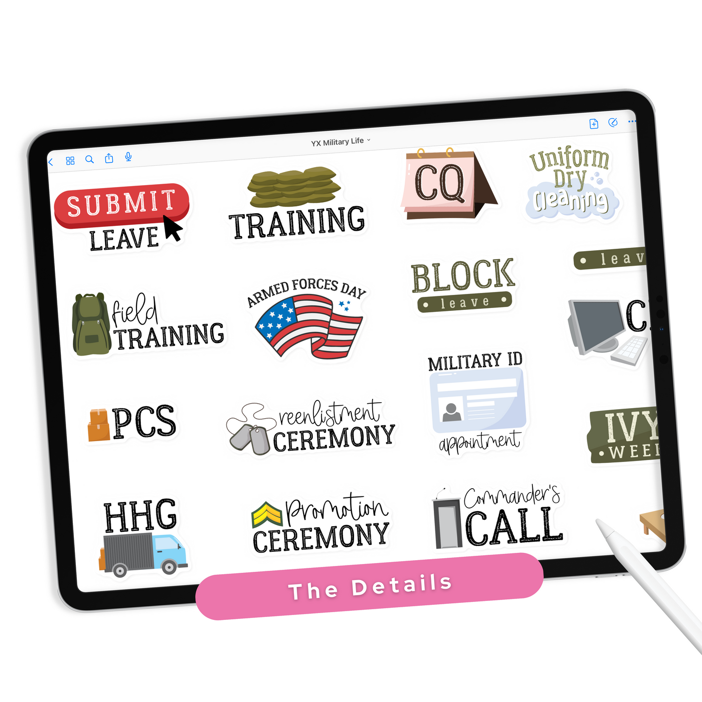 Military Life Digital Planner Stickers
