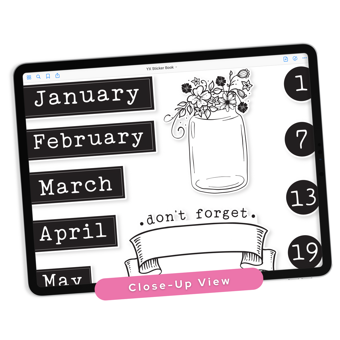 Black & White Digital Planner Stickers