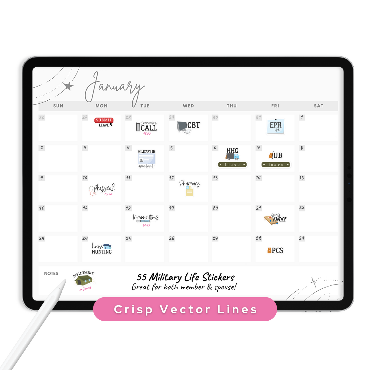 Military Life Digital Planner Stickers