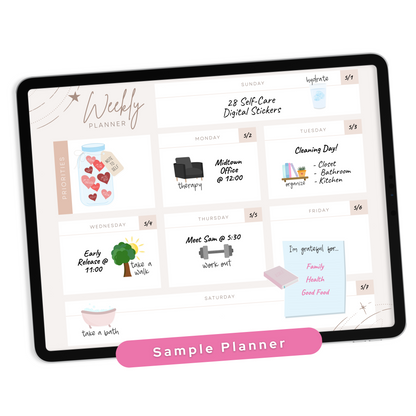 Self-Care Digital Planner Stickers
