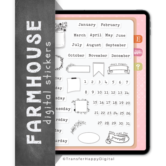 White & Black Digital Planner Stickers
