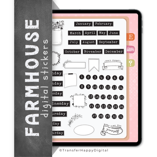 Black & White Digital Planner Stickers