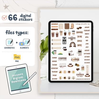 Coffee Digital Planner Stickers