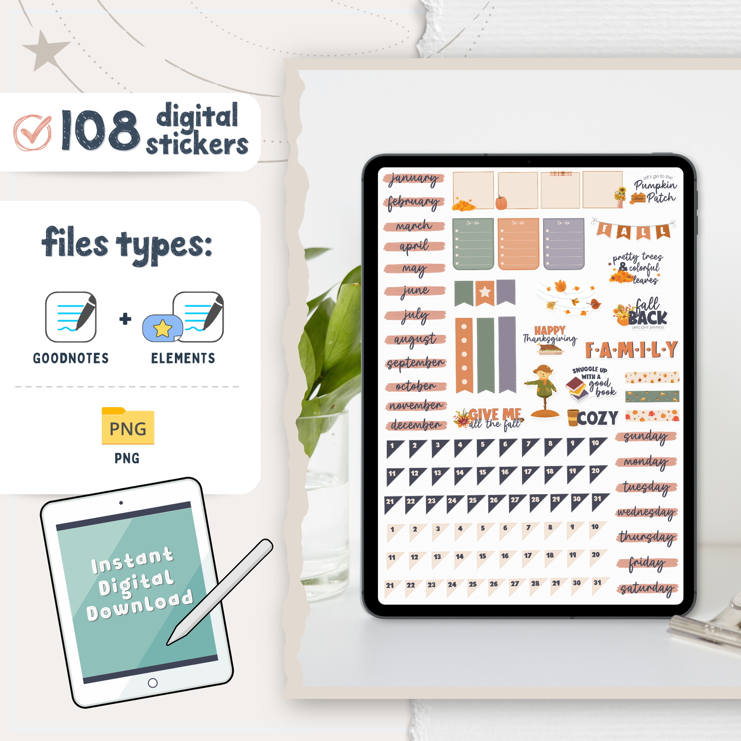 Fall Digital Planner Stickers