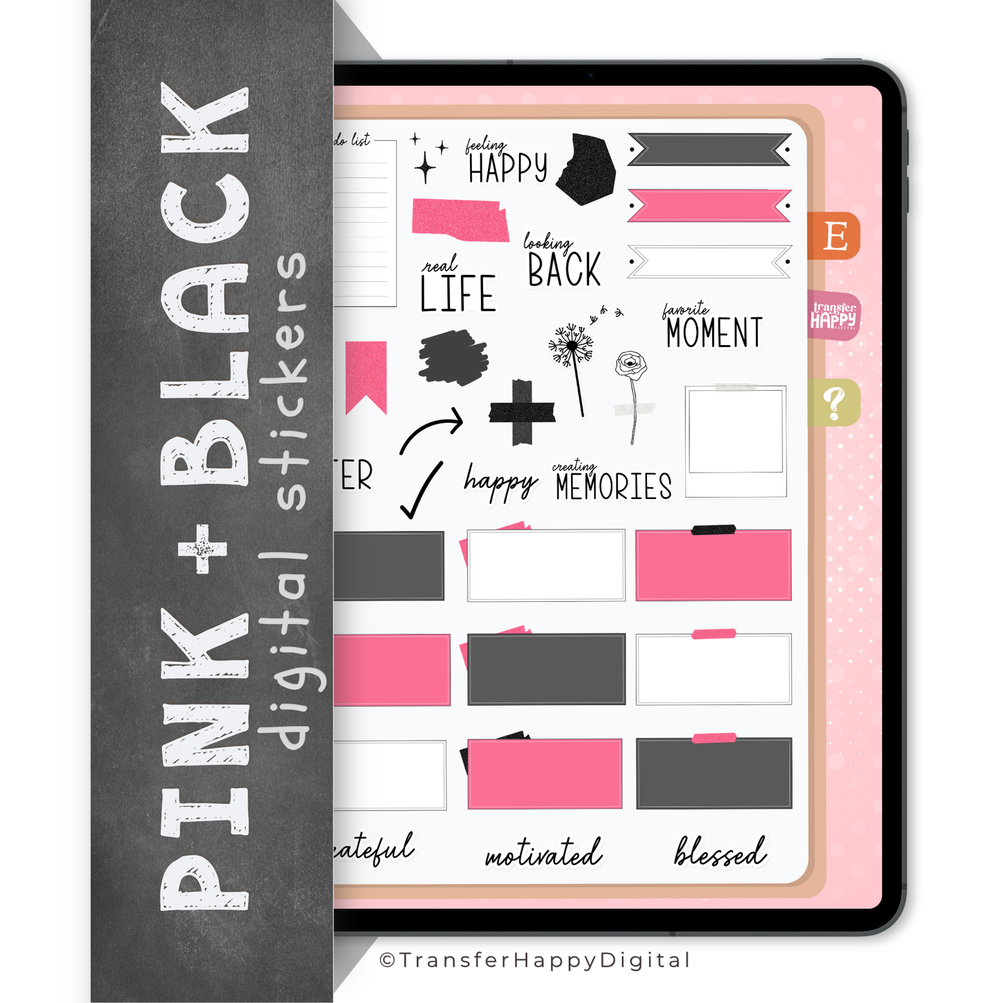 Black & Pink Digital Stickers