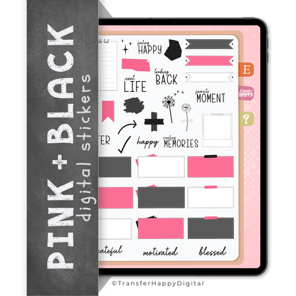 Black & Pink Digital Stickers
