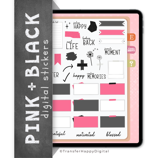 Black & Pink Digital Stickers