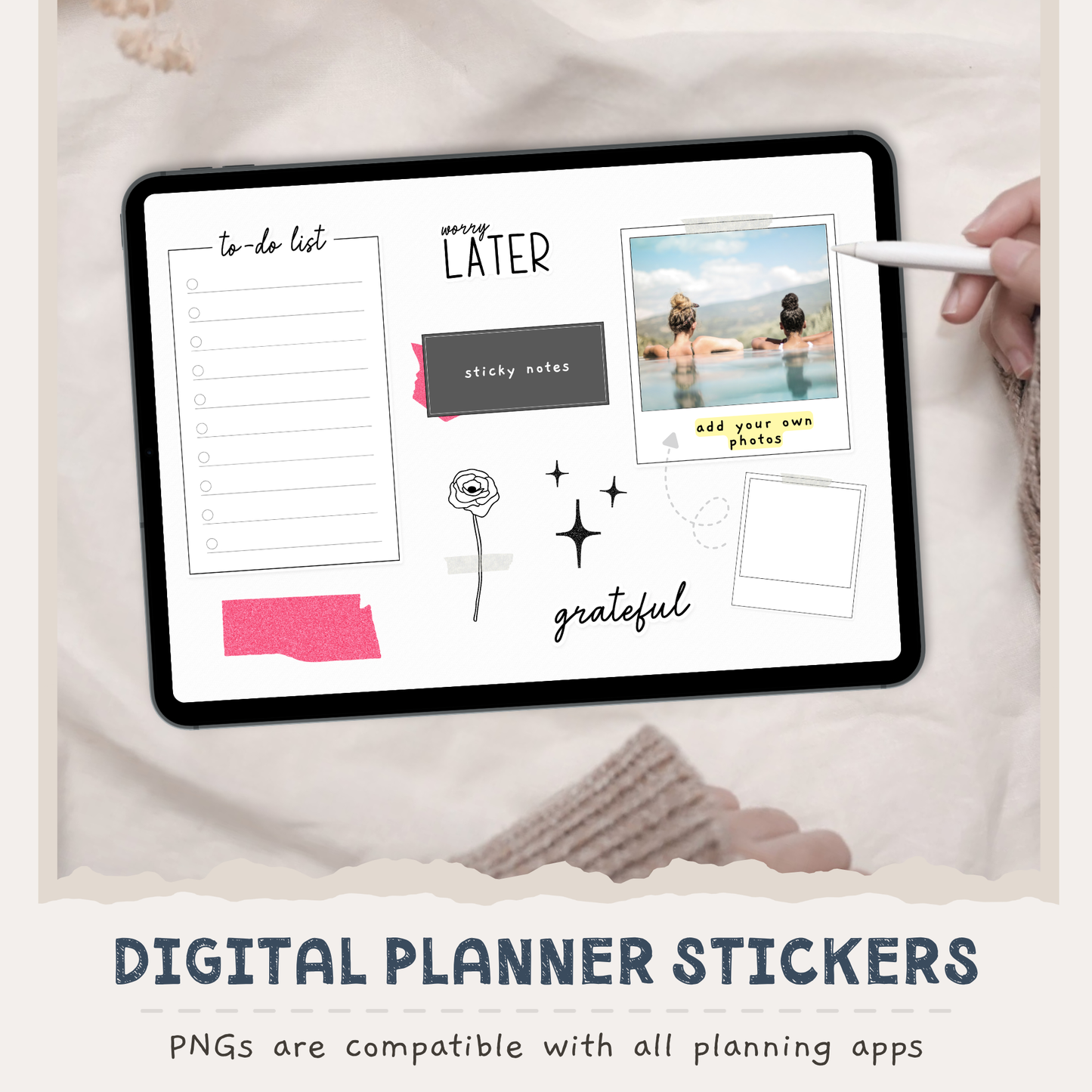 Black & Pink Digital Stickers