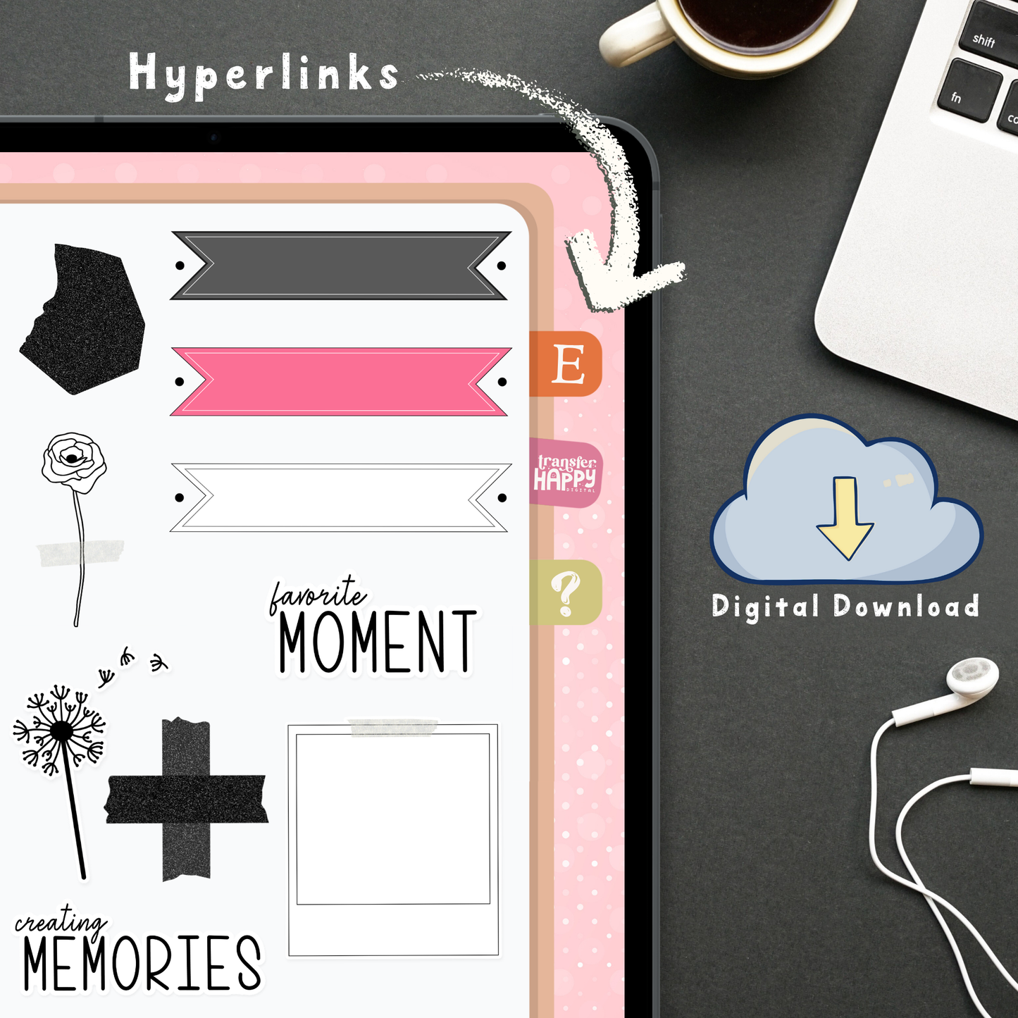 Black & Pink Digital Stickers