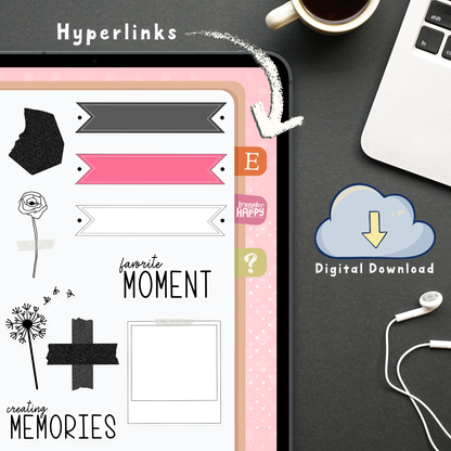 Black & Pink Digital Stickers