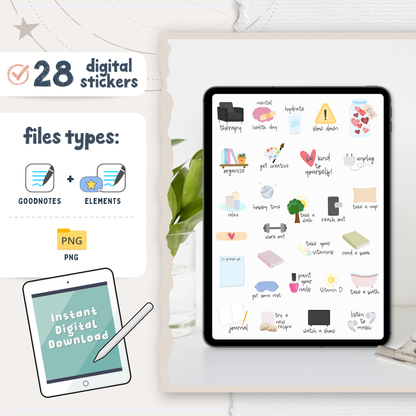 Self-Care Digital Planner Stickers