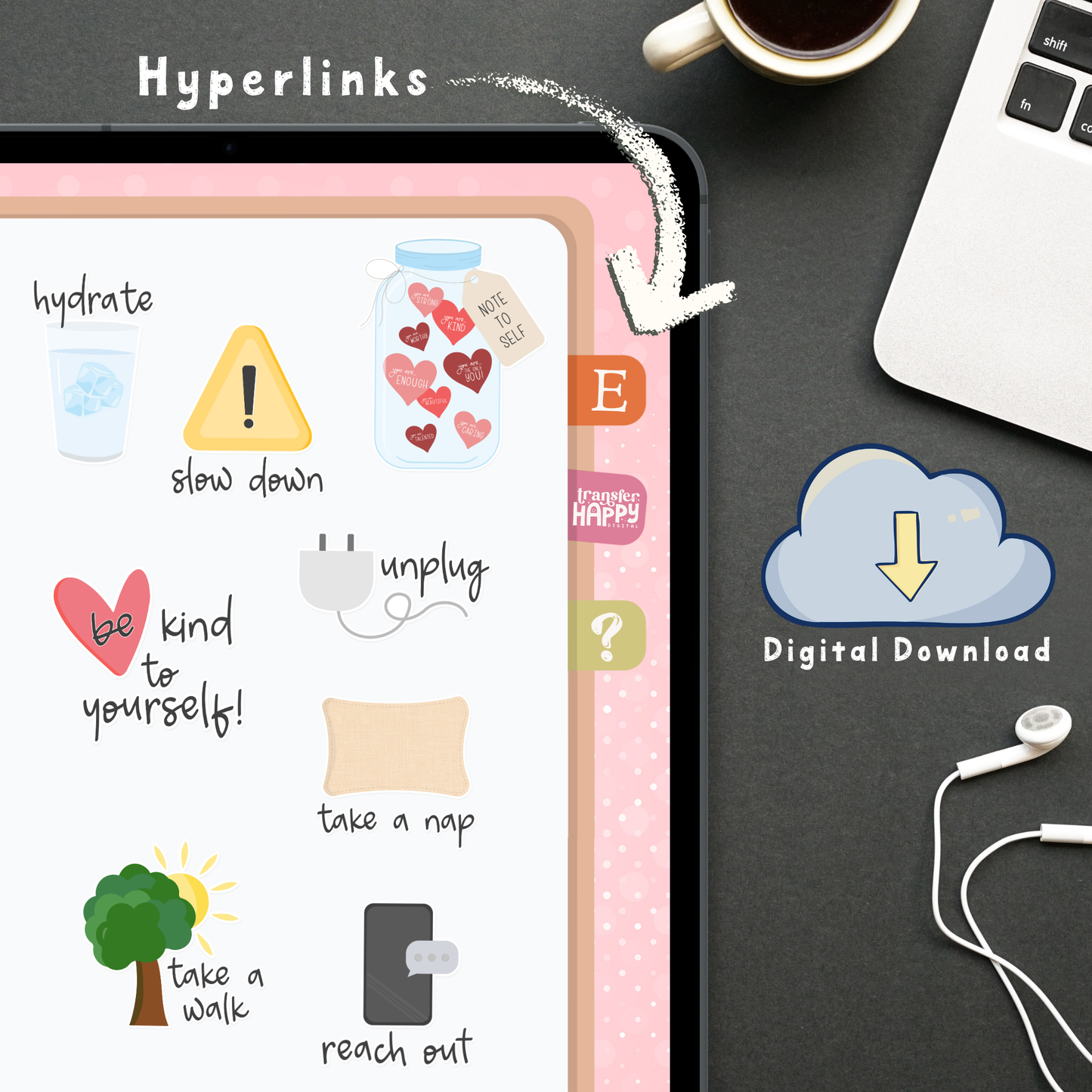 Self-Care Digital Planner Stickers