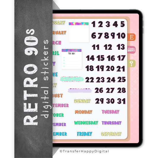 90s Neon Digital Planner Stickers