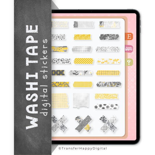 Yellow Washi Digital Planner Stickers