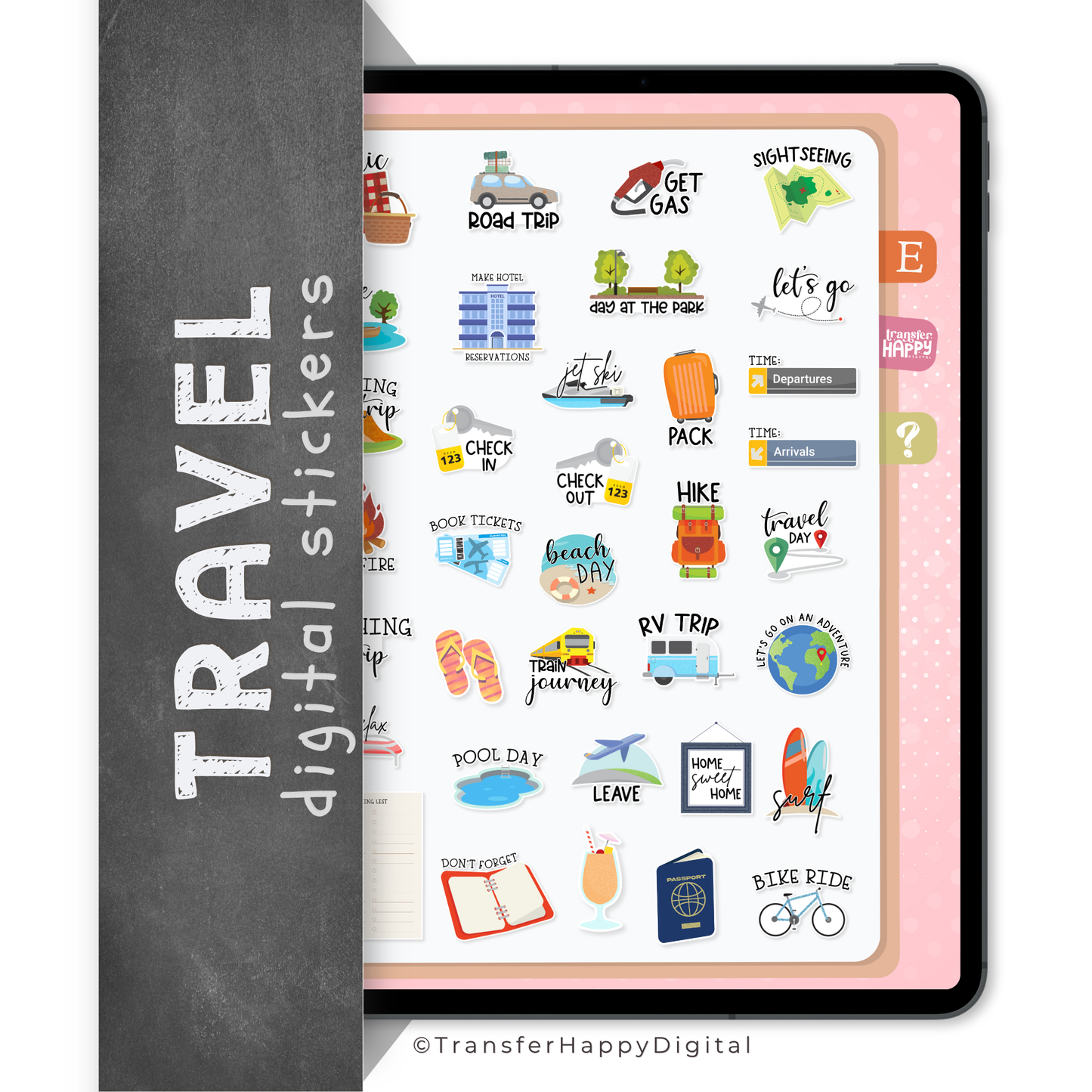 Travel Digital Planner Stickers