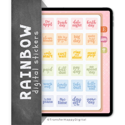 Rainbow Squares Digital Stickers