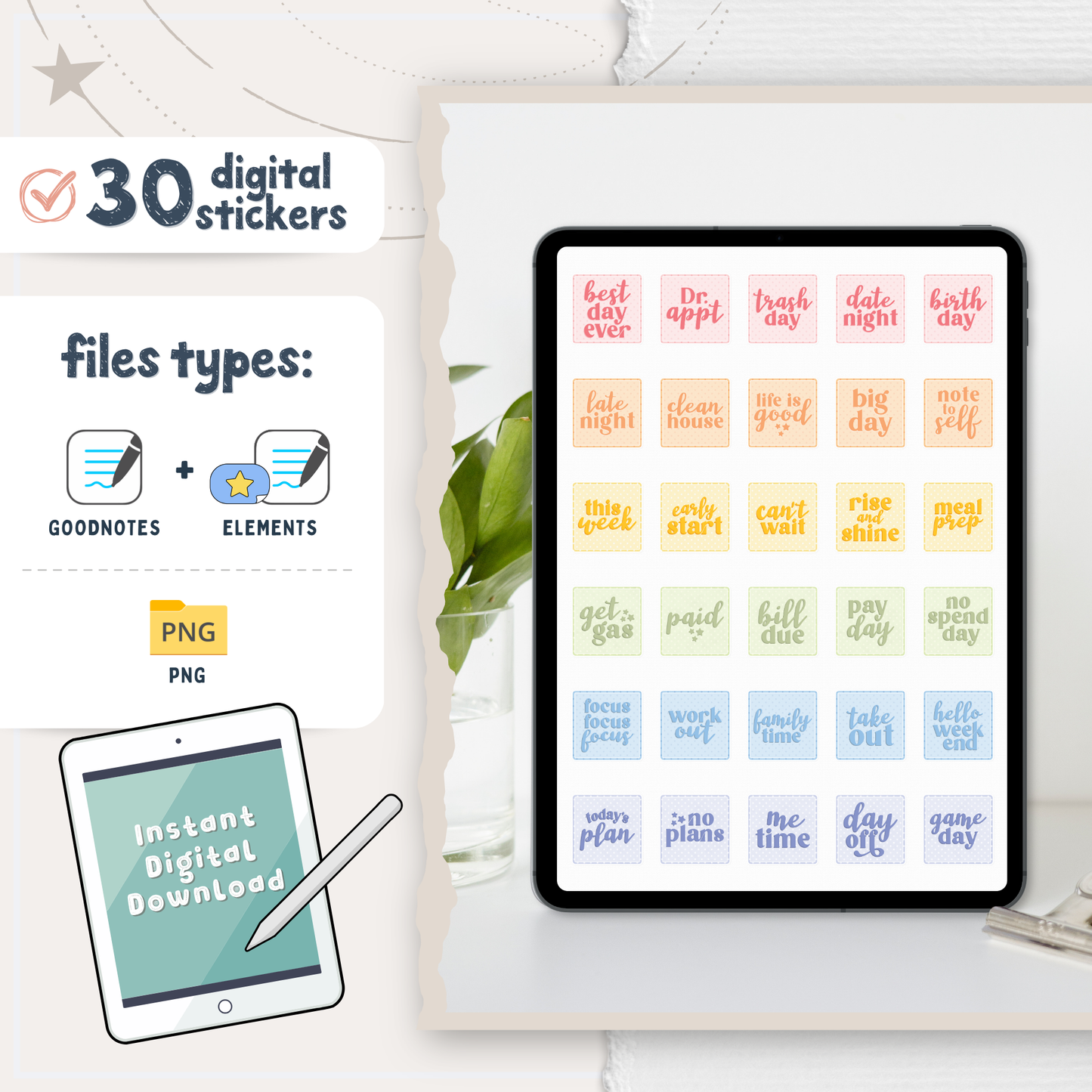 Rainbow Squares Digital Stickers