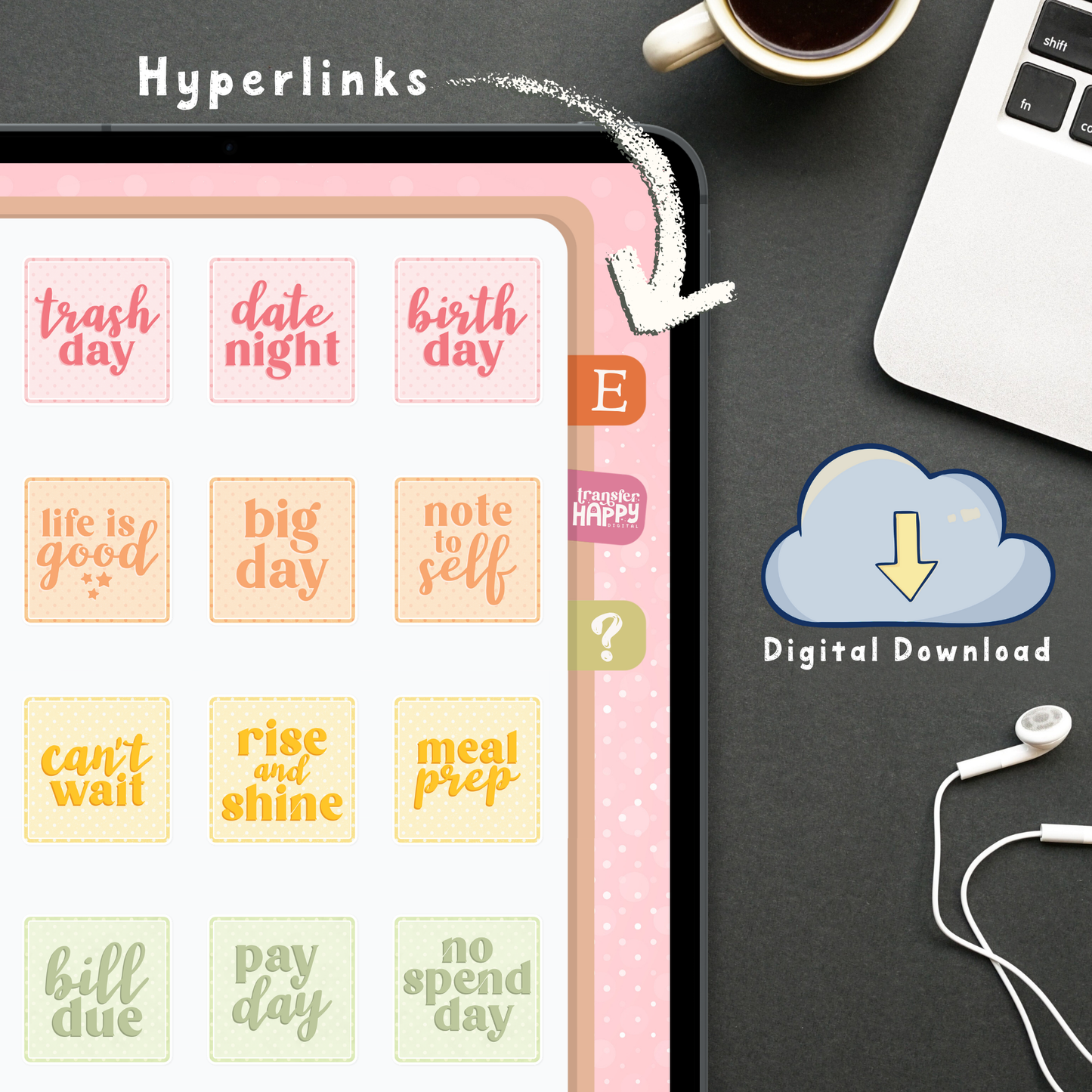 Rainbow Squares Digital Stickers