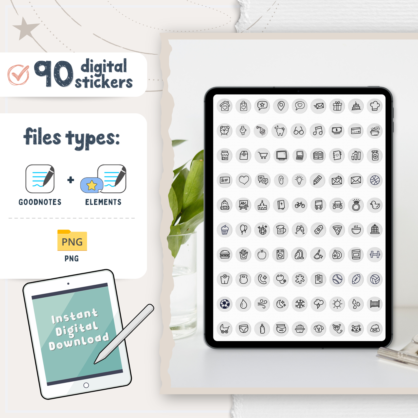 Gray Icon Digital Stickers