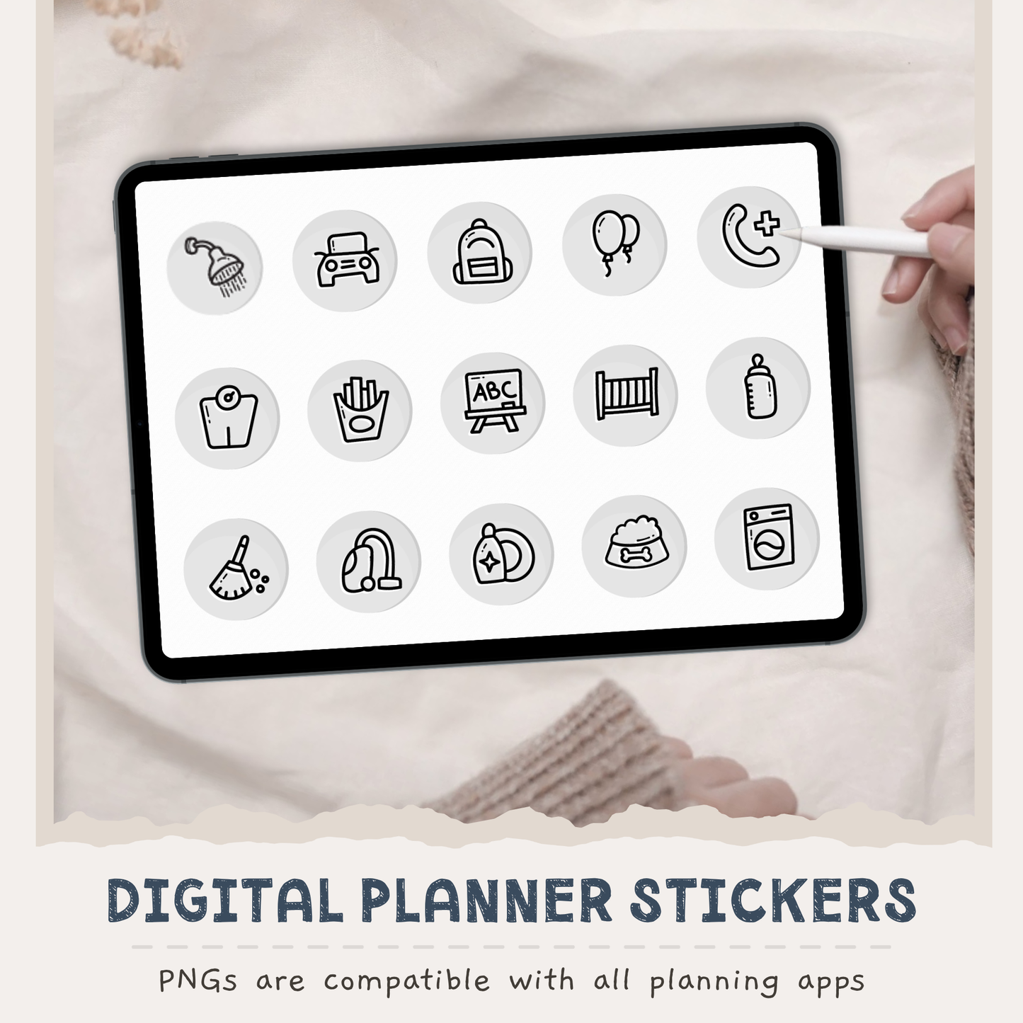 Gray Icon Digital Stickers