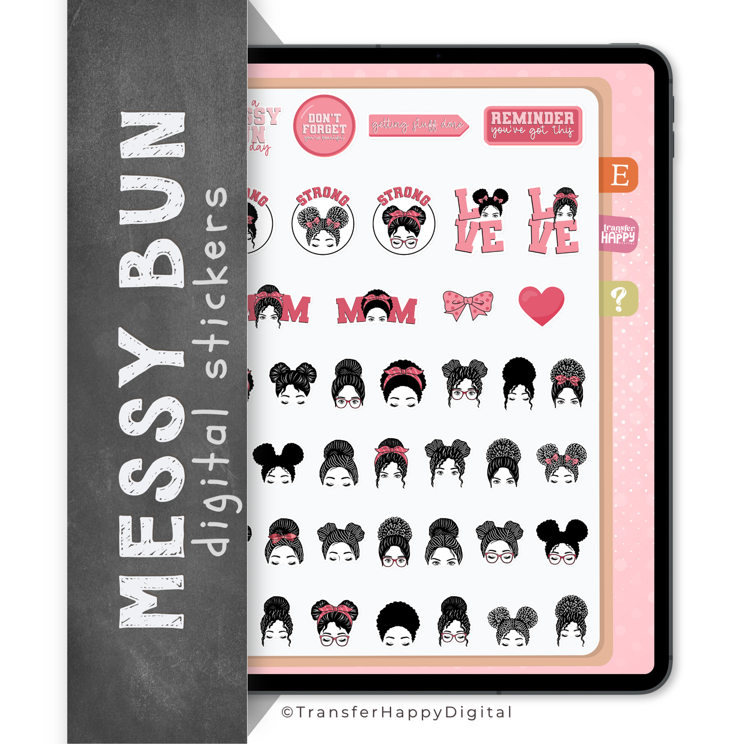 Messy Bun Digital Stickers
