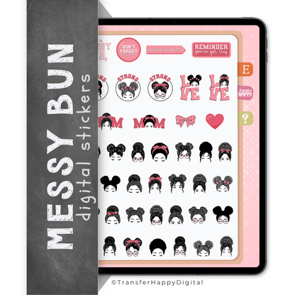 Messy Bun Digital Stickers