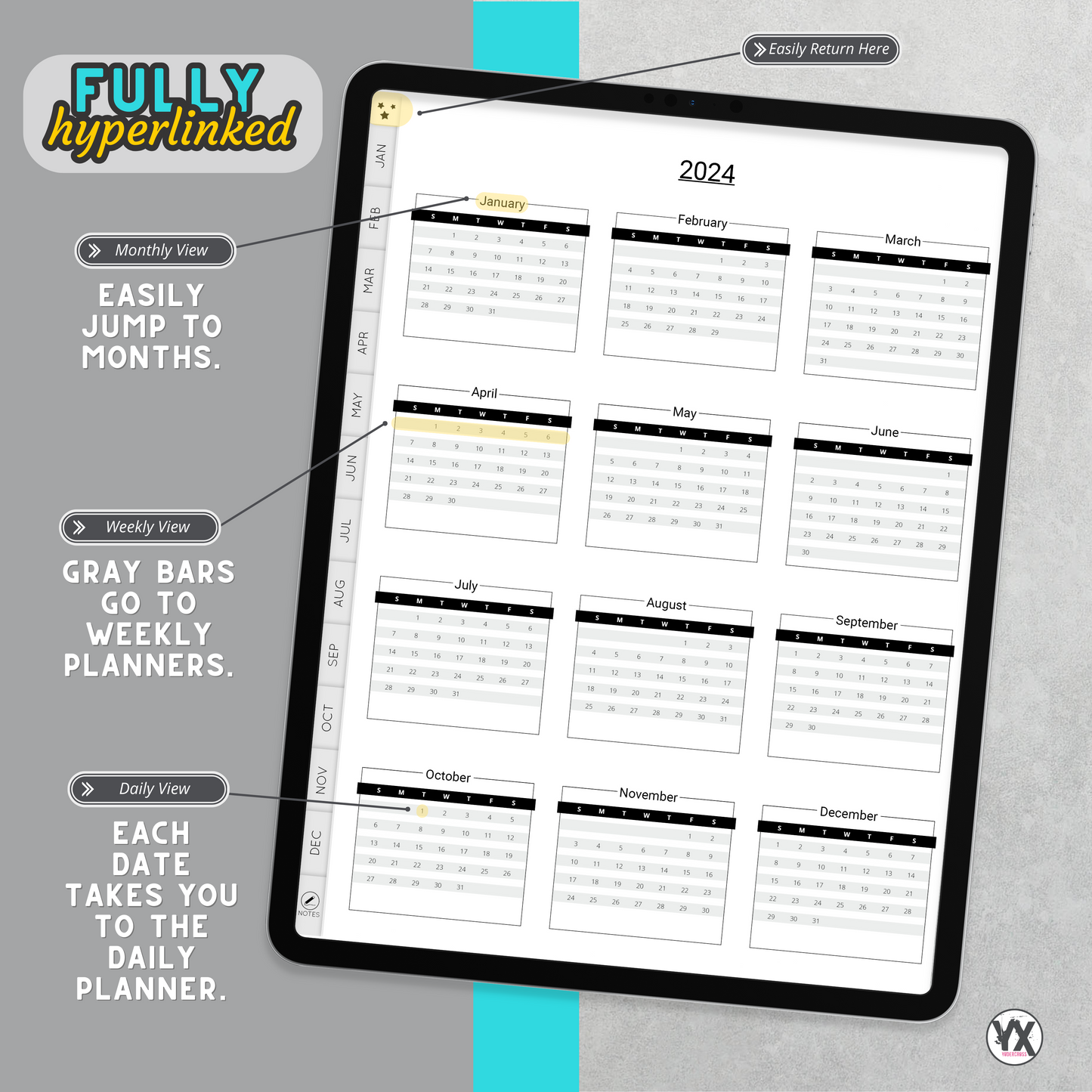 Left-Handed 2024 Planner -- Lightning Cover
