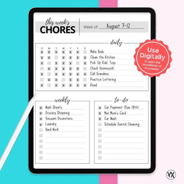 Weekly Chore Chart PDF