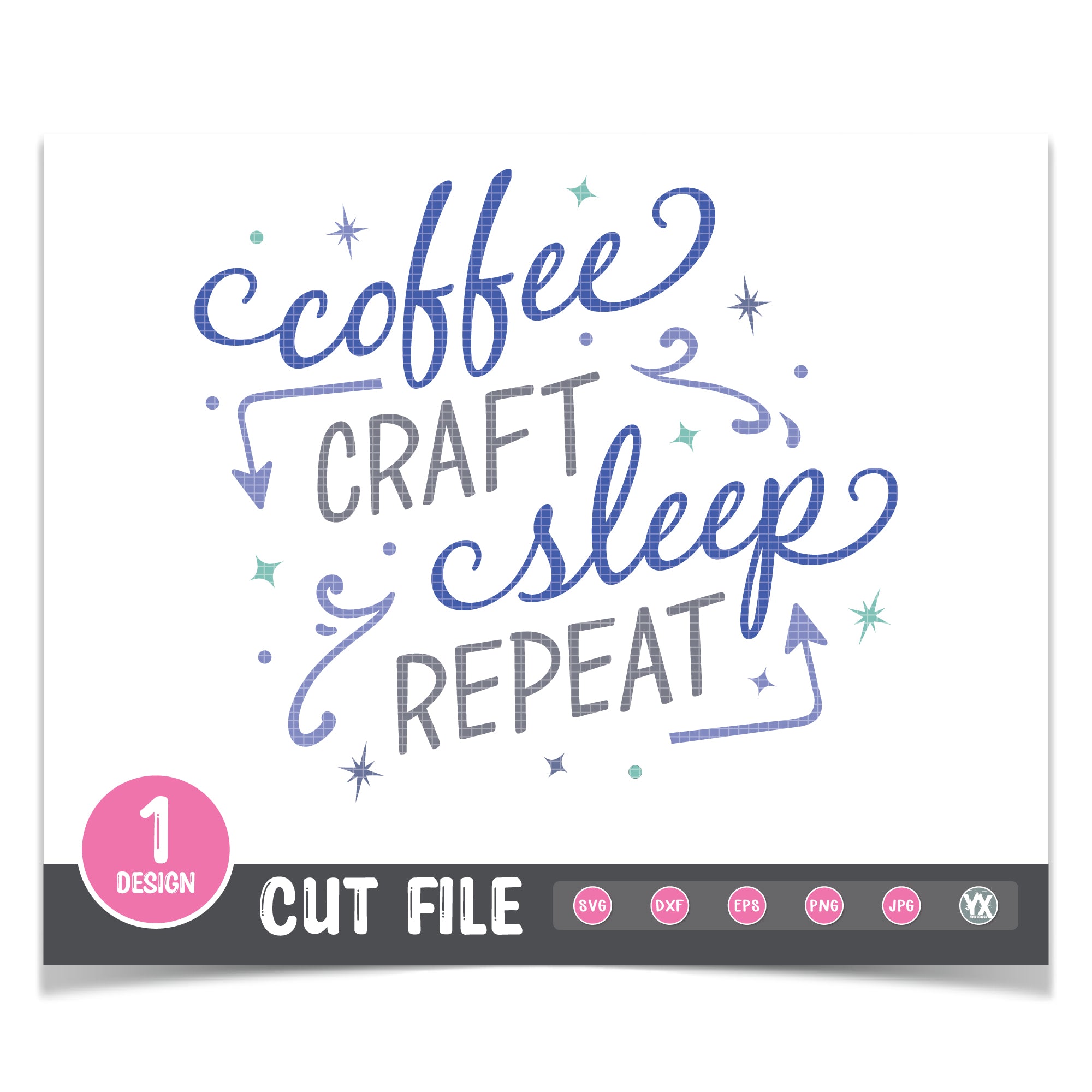 Coffee, Craft, Sleep, Repeat SVG