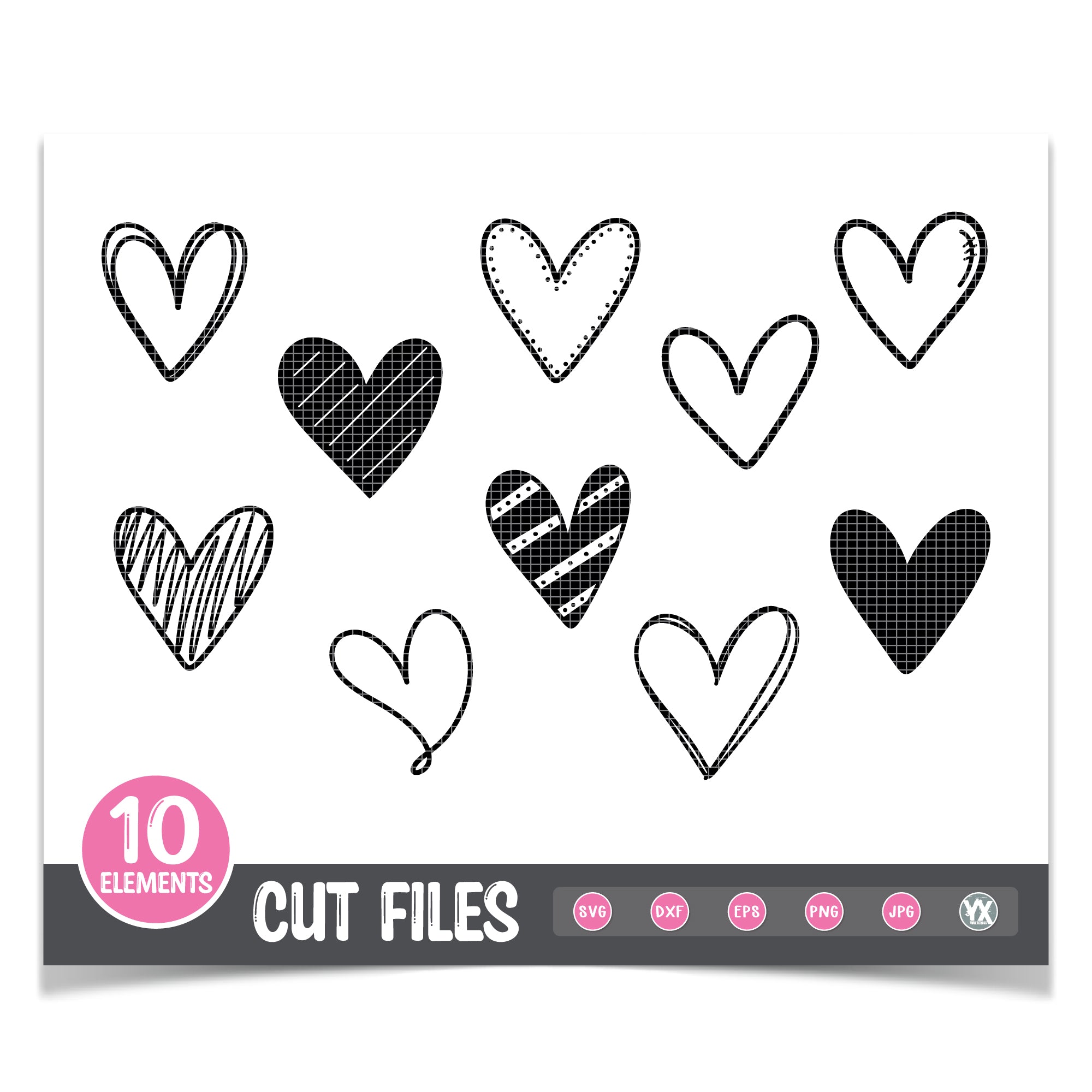 10 Hand-Drawn Heart SVGs