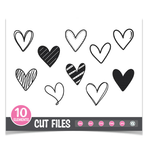 10 Hand-Drawn Heart SVGs