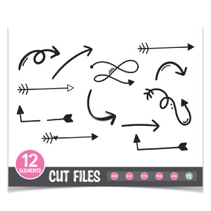 12 Hand-Drawn Arrows SVG Bundle