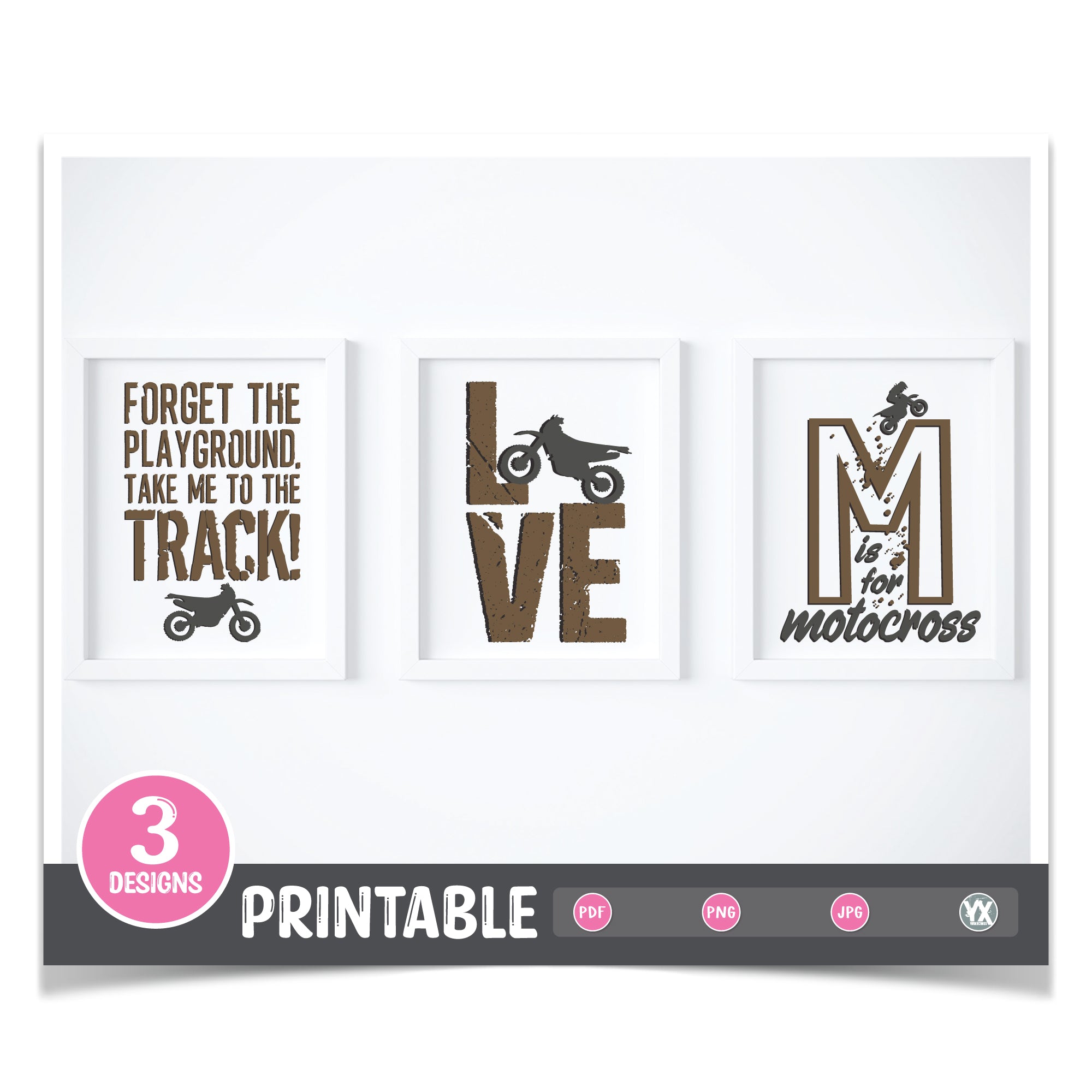 Motocross Nursery Prints - Set of 3