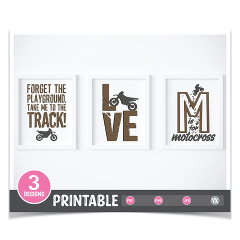 Motocross Nursery Prints - Set of 3