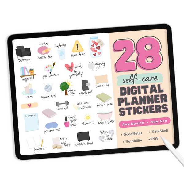Self Care Digital Planner Stickers