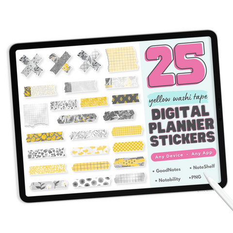 Yellow Washi Tape Digital Stickers