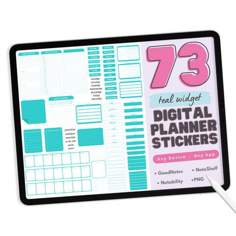 Teal Digital Planner Stickers
