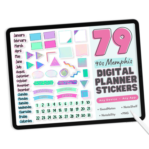 90s Memphis Theme Digital Planner Stickers