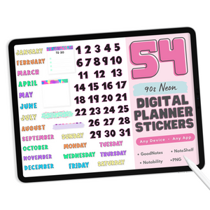 90s Neon Digital Planner Stickers
