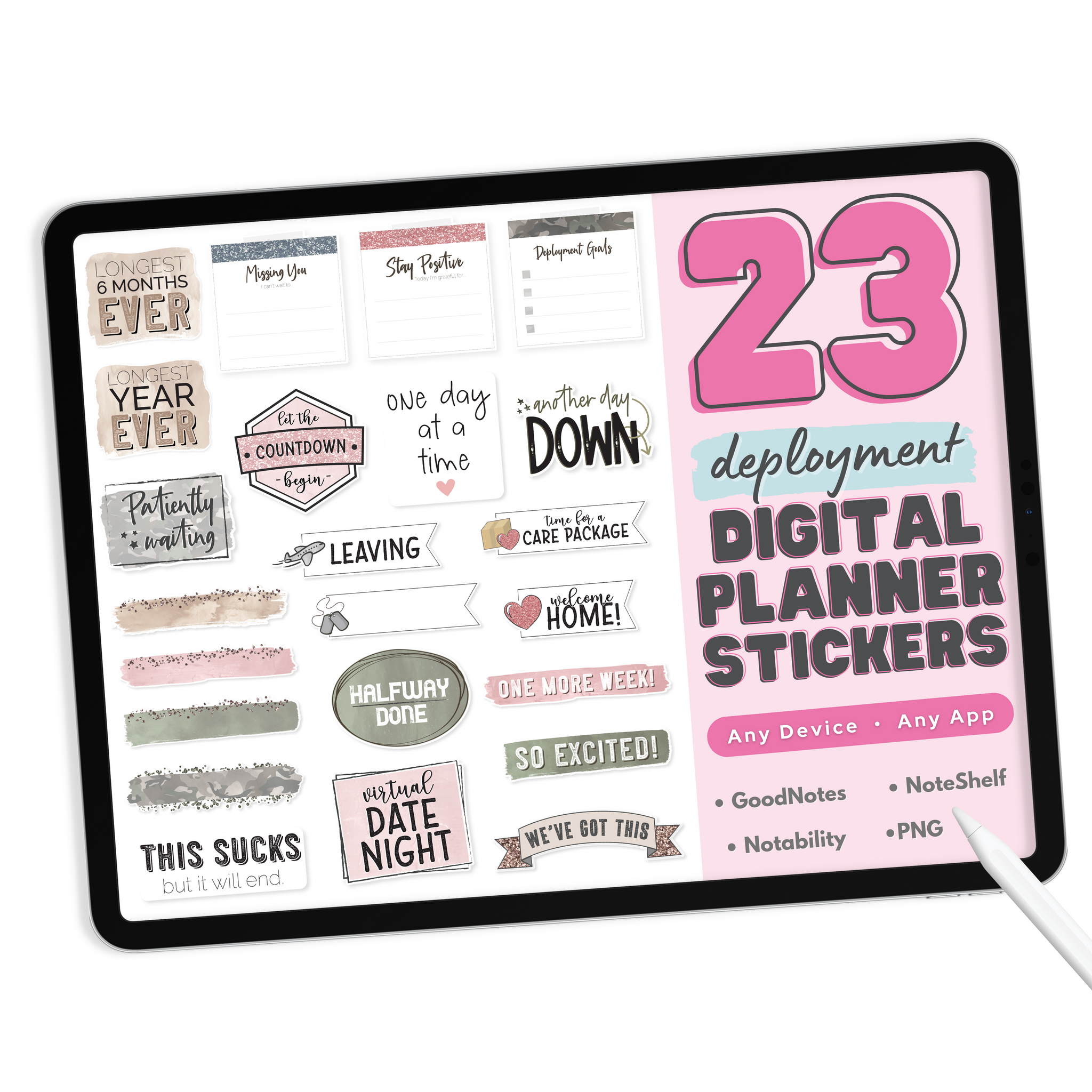 Military Deployment Digital Planner Stickers