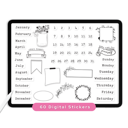 White & Black Digital Planner Stickers