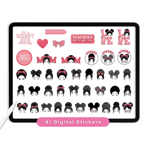 Messy Bun Digital Stickers