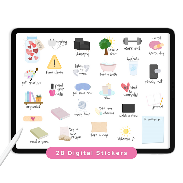 Self-Care Digital Planner Stickers