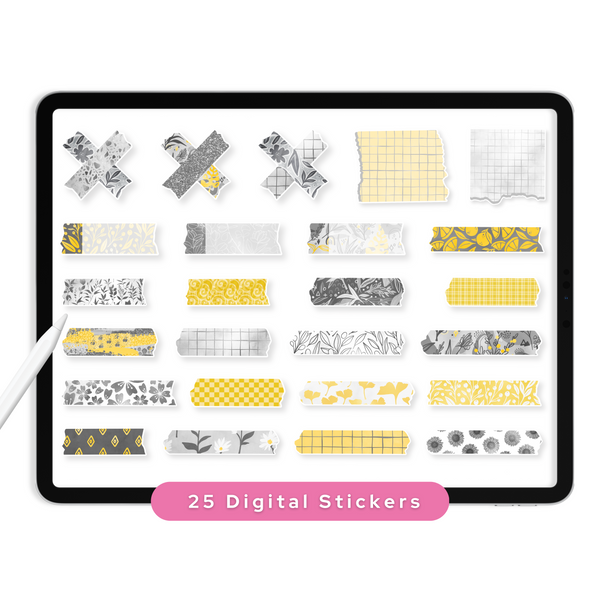 Yellow Washi Digital Planner Stickers