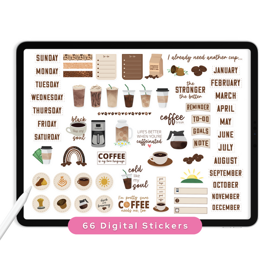 Coffee Digital Planner Stickers