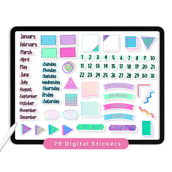 90s Memphis Digital Planner Stickers